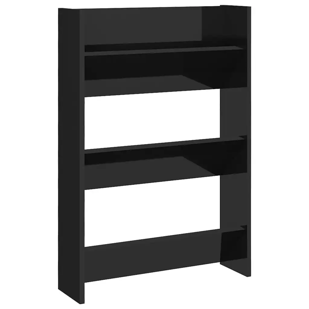 Wall Shoe Cabinet High Gloss Black 60x18x90 cm Engineered Wood 806773