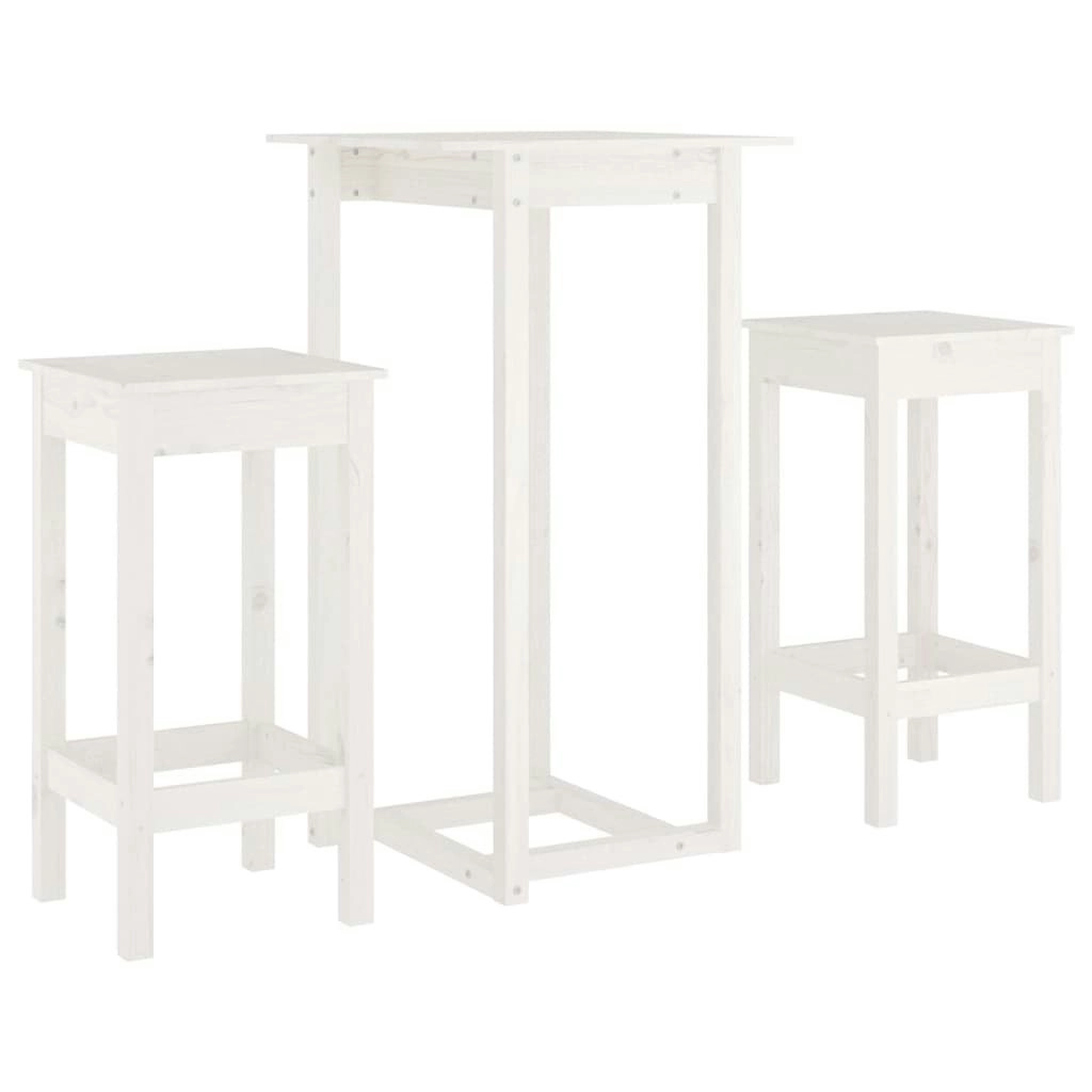 3 Piece Bar Set White Solid Wood Pine 3124728