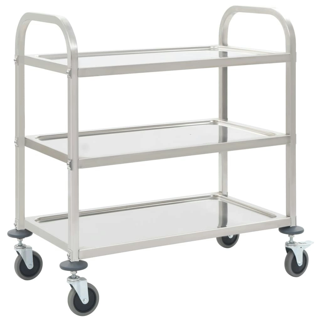 3-Tier Kitchen Trolley 96.5x55x90 cm Stainless Steel 50914