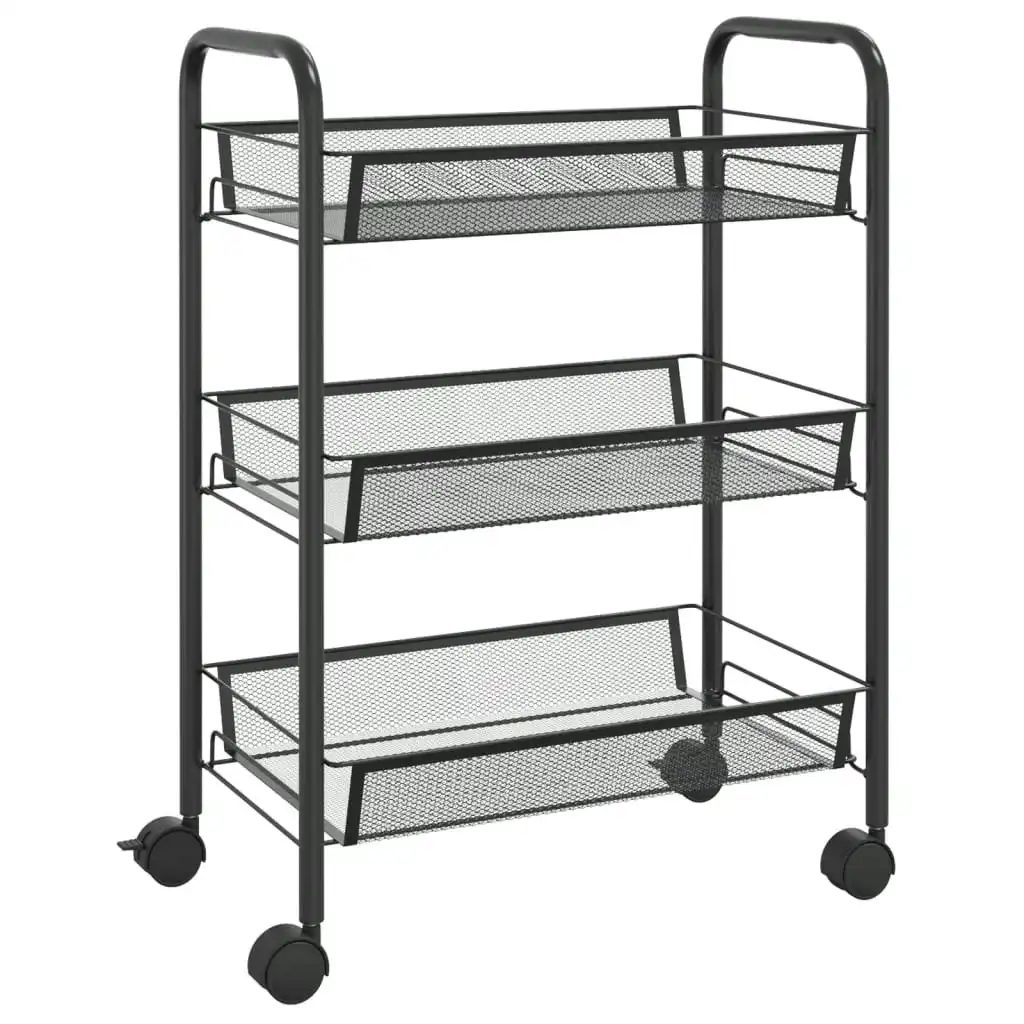 3-Tier Kitchen Trolley Black 46x26x64 cm Iron 336322