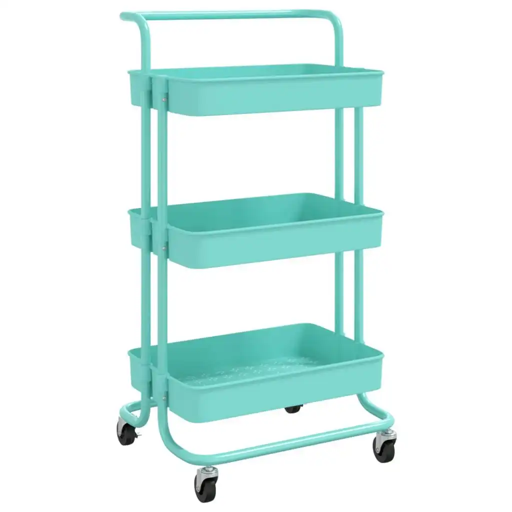 3-Tier Kitchen Trolley Turquoise 42x35x85 cm Iron and ABS 336338