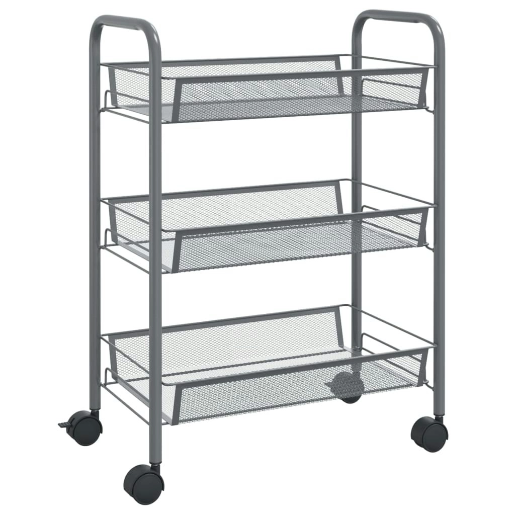 3-Tier Kitchen Trolley Grey 46x26x64 cm Iron 336324