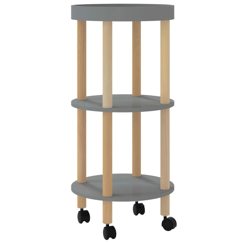 3-tier Trolley Grey 38x38x82cm Engineered Wood&Solid Wood Pine 345602