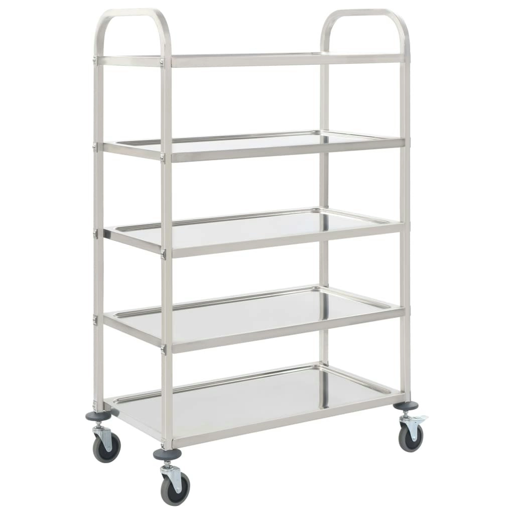 5-Tier Kitchen Trolley 107x55x147 cm Stainless Steel 50917