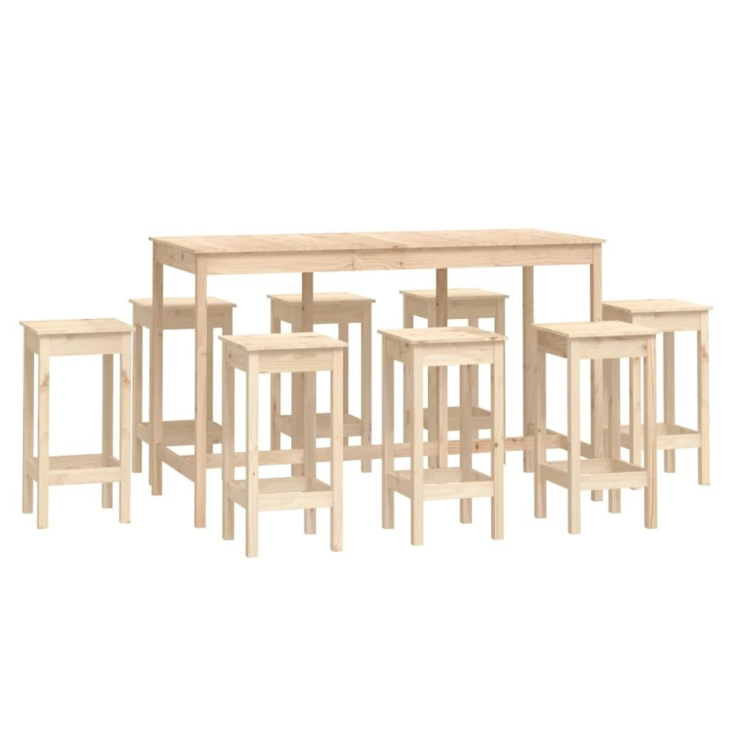 9 Piece Bar Set Solid Wood Pine 3124717