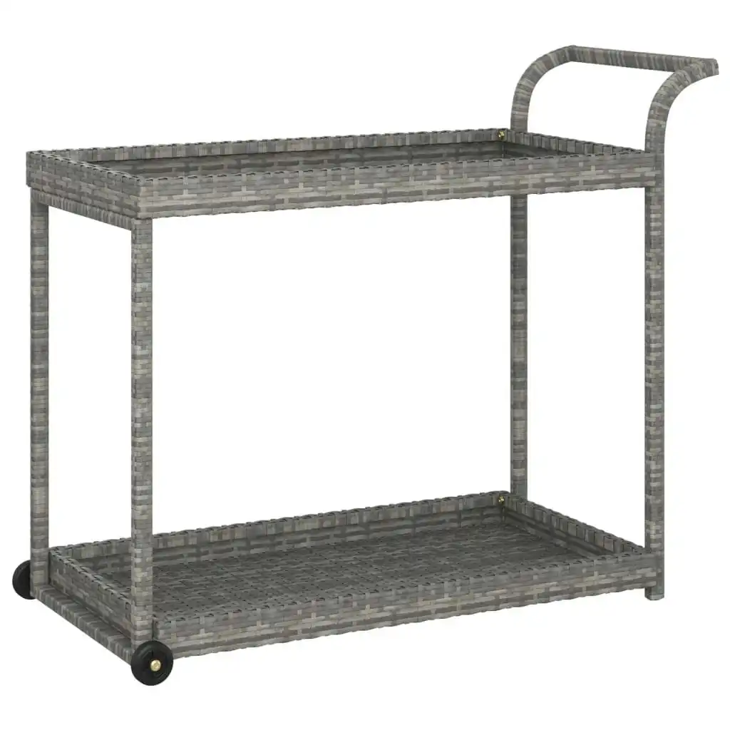 Bar Cart Grey 100x45x83 cm Poly Rattan 316667