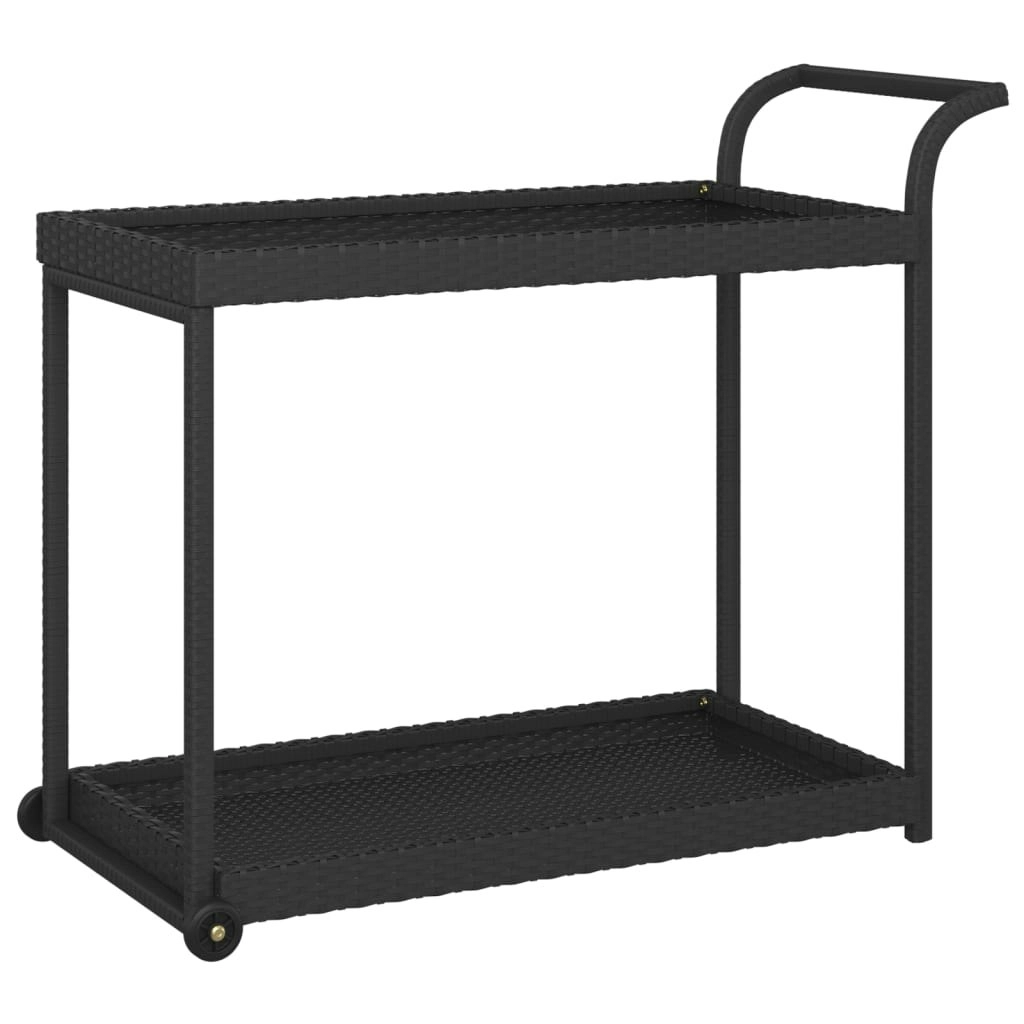 Bar Cart Black 100x45x83 cm Poly Rattan 316666