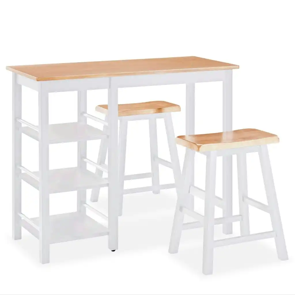 Bar Set 3 Pieces MDF White 245364