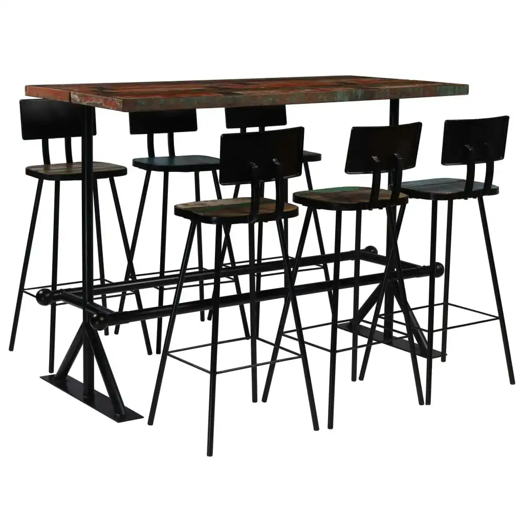 Bar Set 7 Piece Solid Reclaimed Wood Multicolour 245400