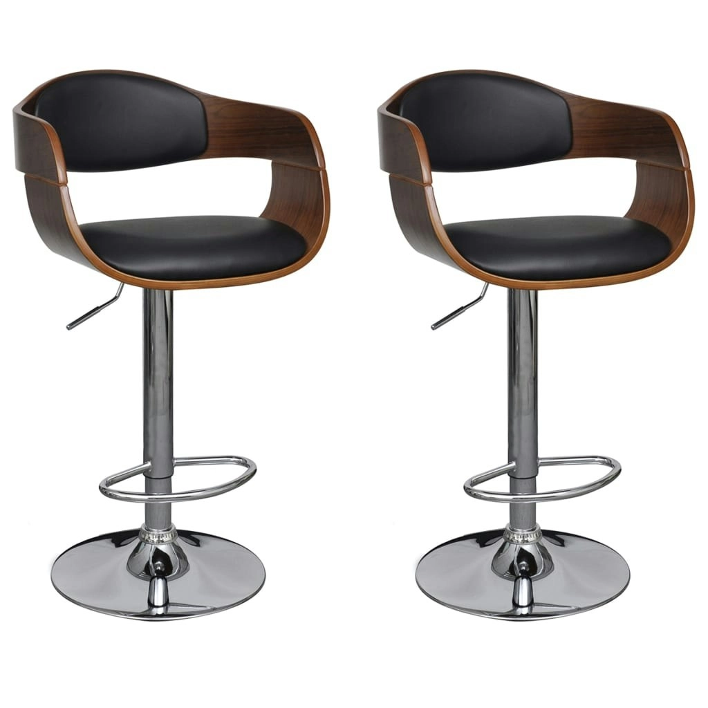 Bar Stools 2 pcs Black Bent Wood and Faux Leather 3052716