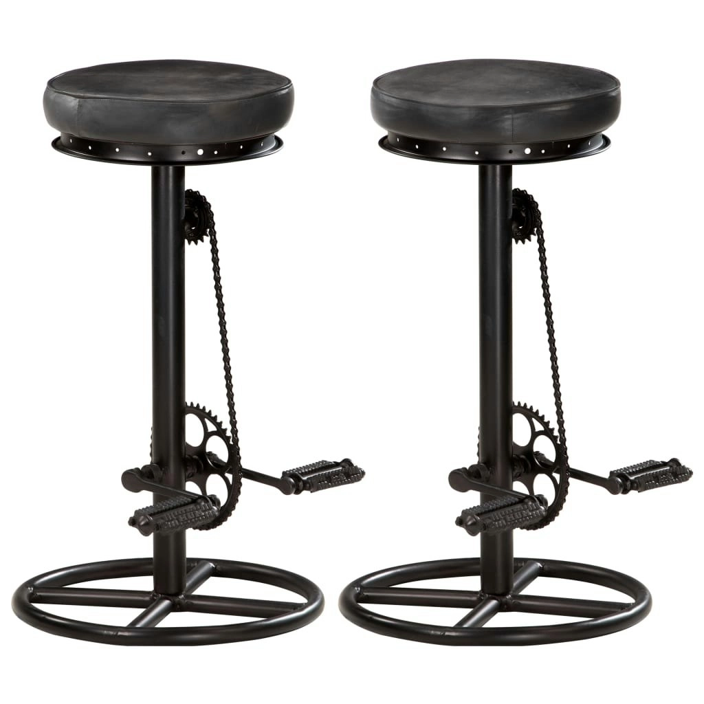 Bar Stools 2 pcs Black Real Goat Leather 286968