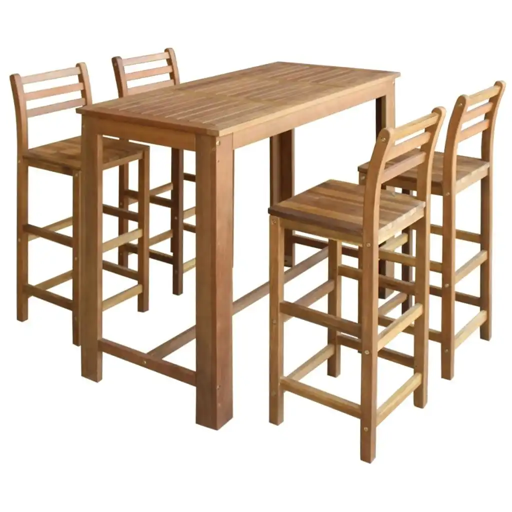 Bar Table and Chair Set 5 Pieces Solid Acacia Wood 246669