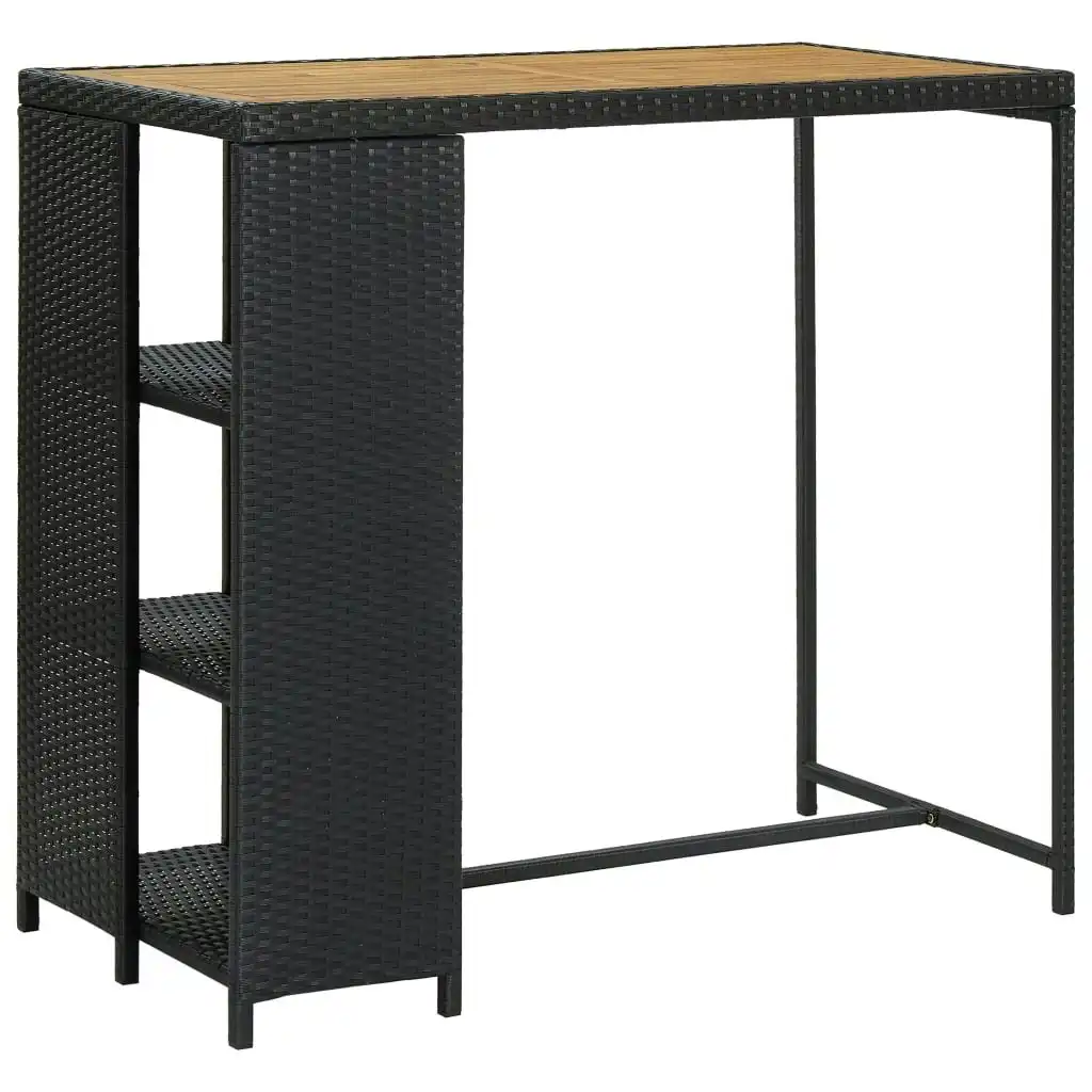 Bar Table with Storage Rack Black 120x60x110 cm Poly Rattan 313478