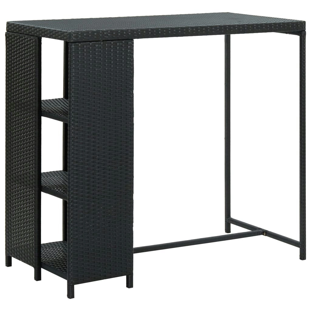 Bar Table with Storage Rack Black 120x60x110 cm Poly Rattan 313476