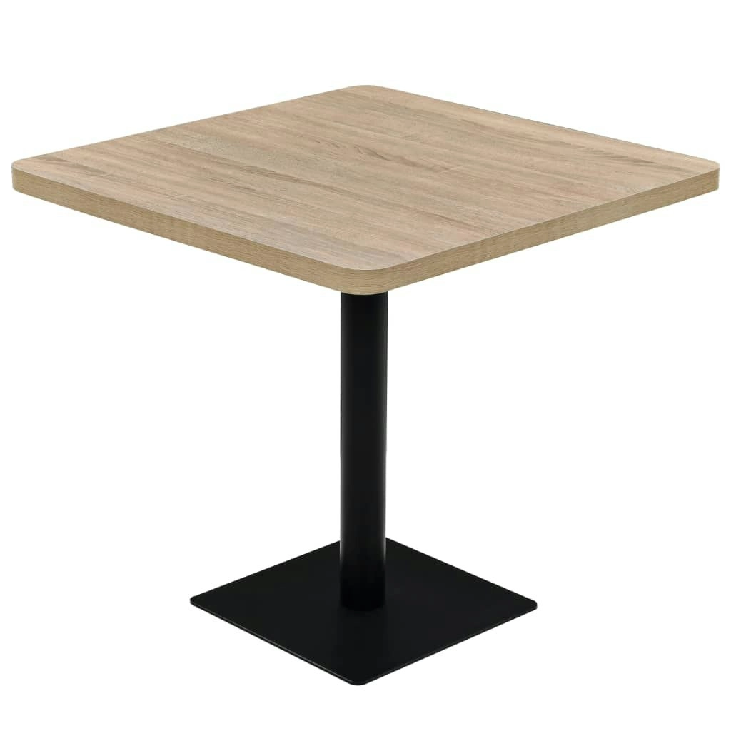 Bistro Table MDF and Steel Square 80x80x75 cm Oak Colour 245614