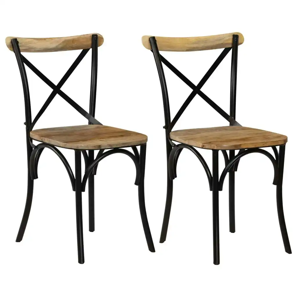 Cross Chairs 2 pcs Black Solid Mango Wood 247316