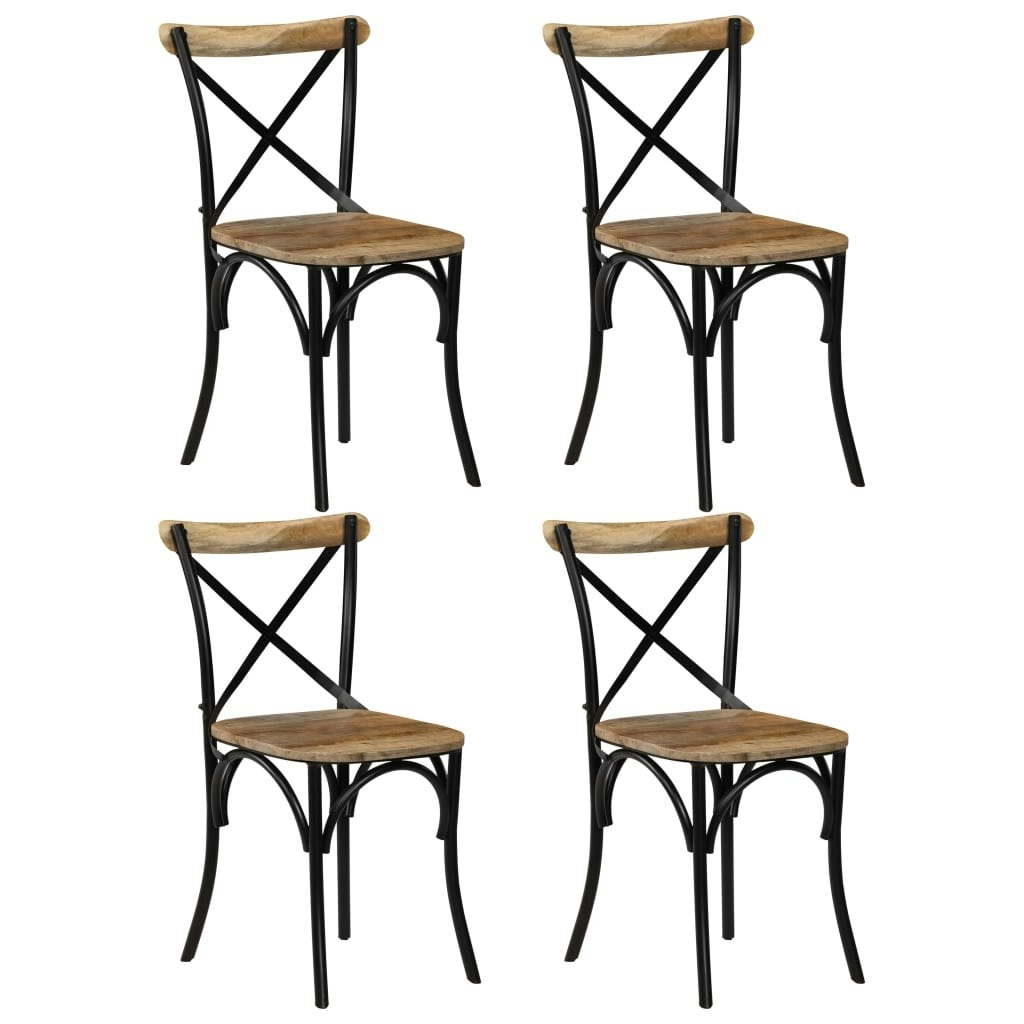 Cross Chairs 4 pcs Black Solid Mango Wood 278773