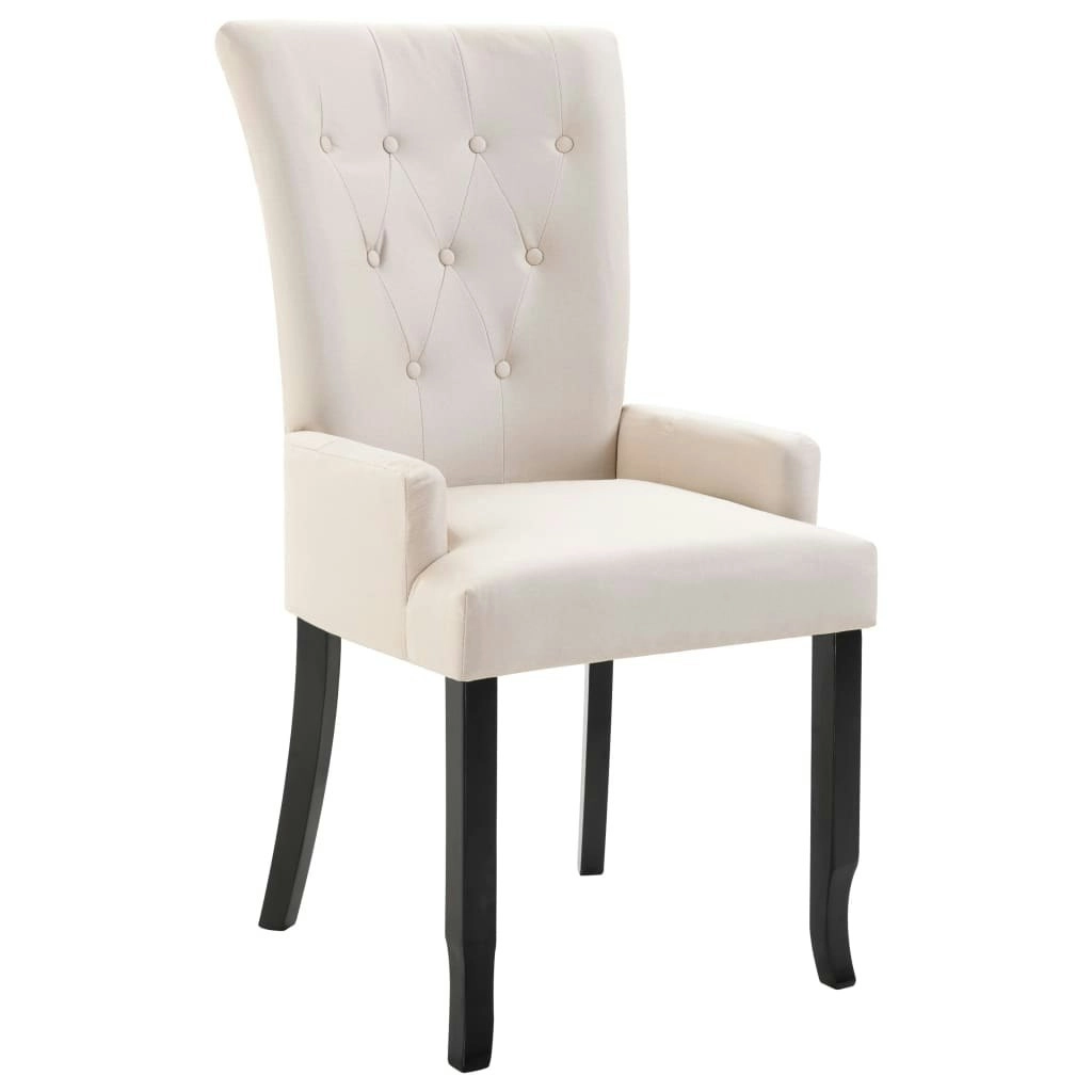 Dining Chair with Armrests Beige Fabric 248459