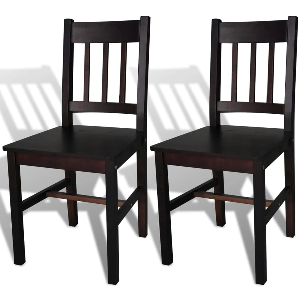 Dining Chairs 2 pcs Dark Brown Pinewood 241516