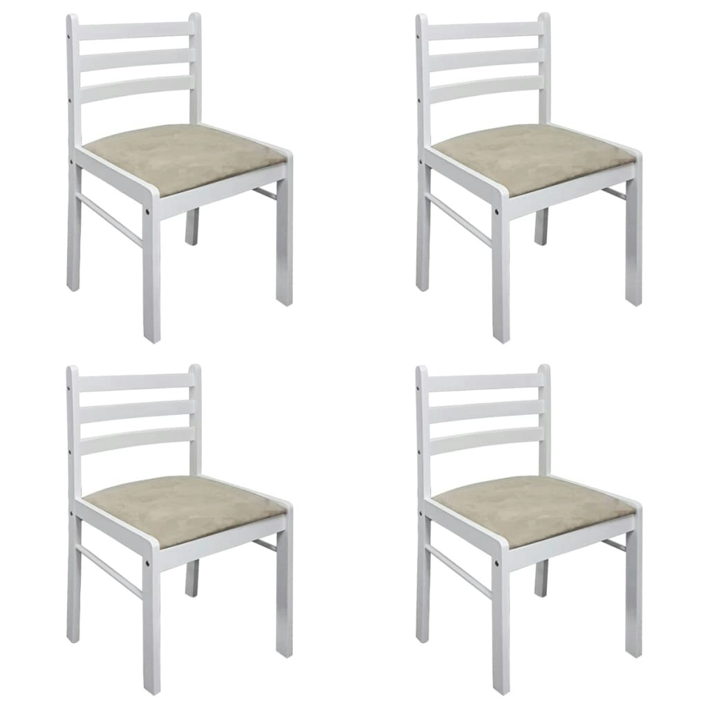 Dining Chairs 4 pcs White Solid Rubber Wood and Velvet 242031