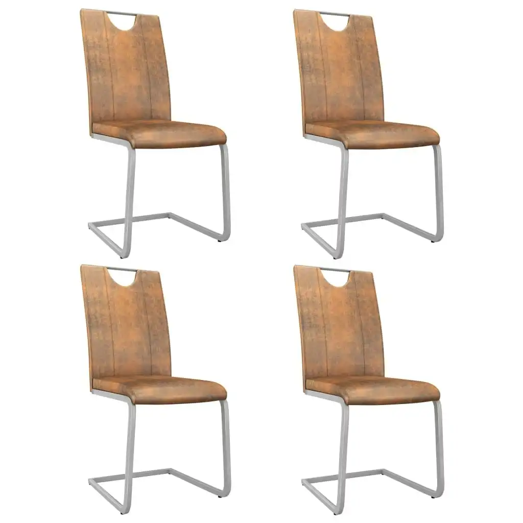 Dining Chairs 4 pcs Suede Brown Faux Leather 282480