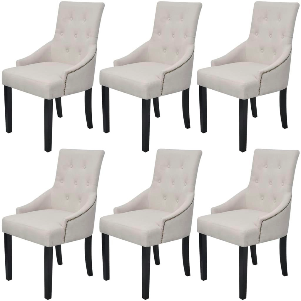 Dining Chairs 6 pcs Cream Grey Fabric 272507