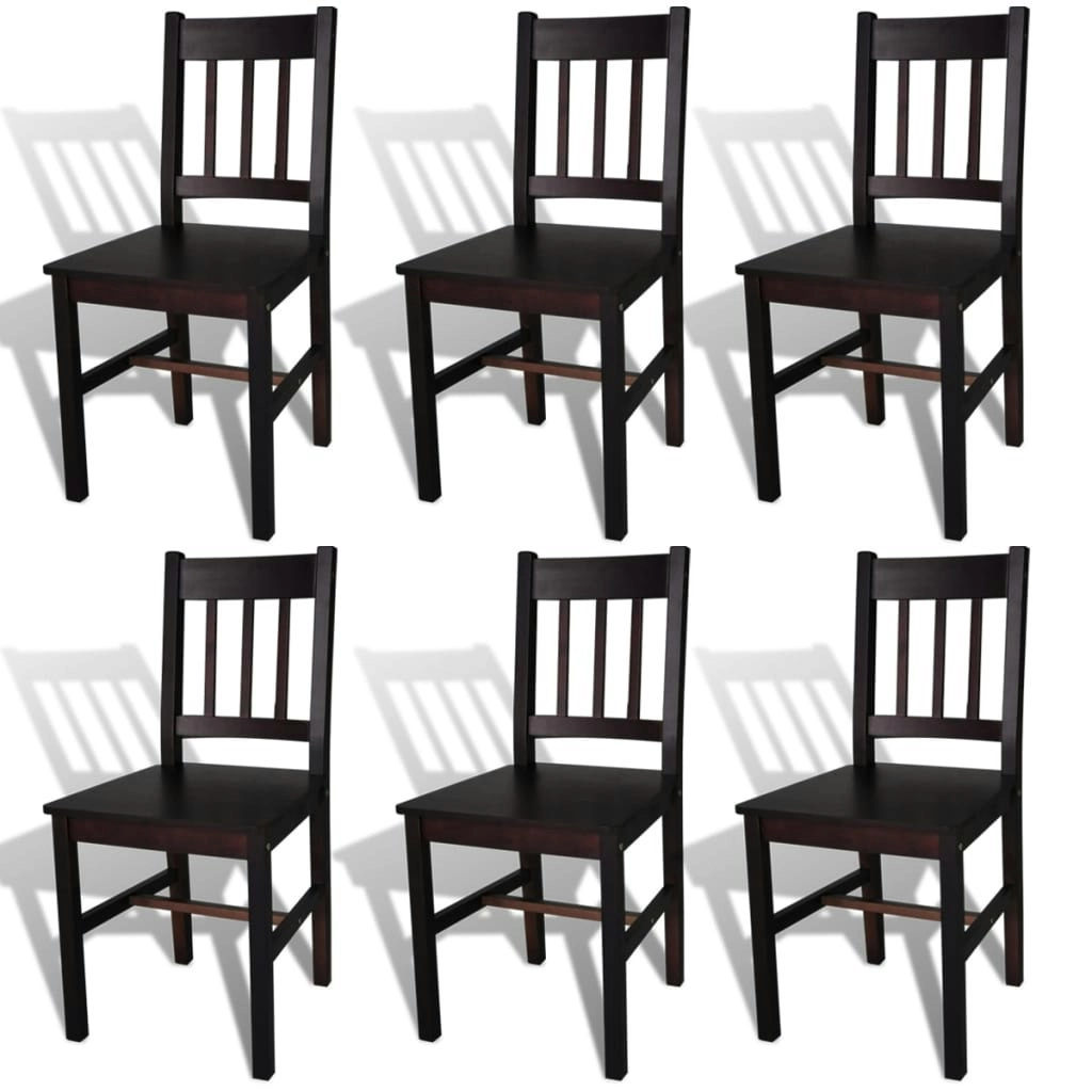 Dining Chairs 6 pcs Brown Pinewood 271499