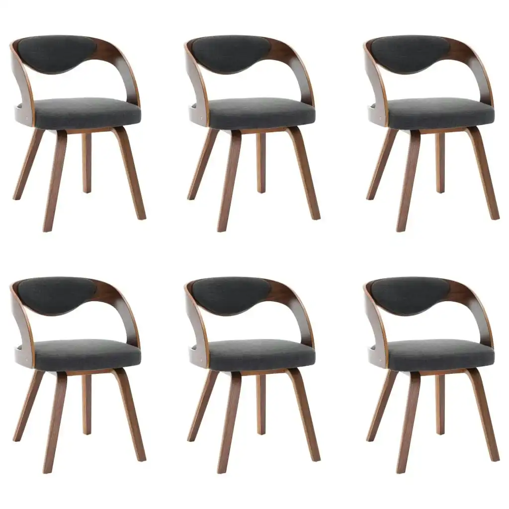 Dining Chairs 6 pcs Dark Grey Bent Wood and Fabric 278843