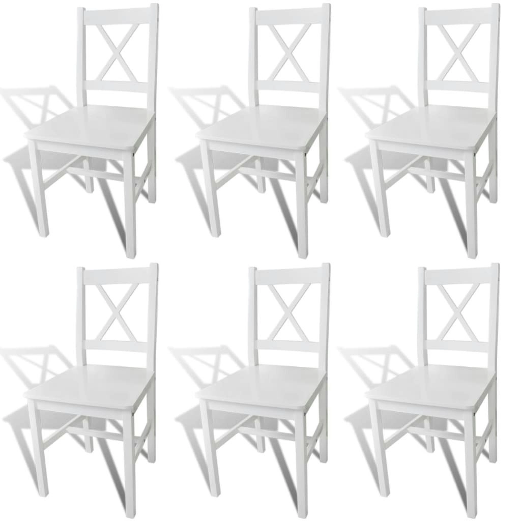 Dining Chairs 6 pcs White Pinewood 271496