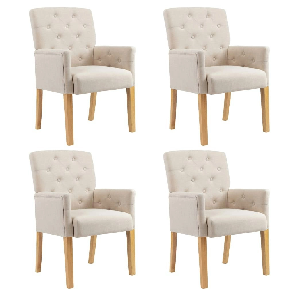 Dining Chairs with Armrests 4 pcs Beige Fabric 3058295