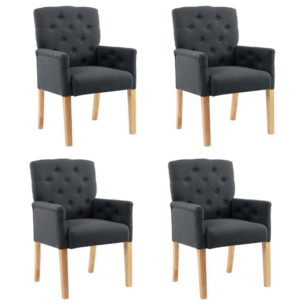 Dining Chairs with Armrests 4 pcs Grey Fabric 3058294