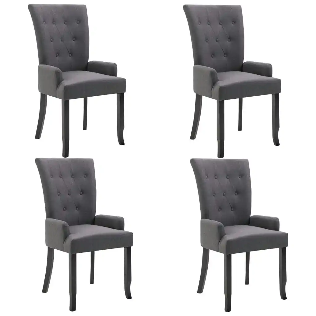 Dining Chairs with Armrests 4 pcs Dark Grey Fabric 276909