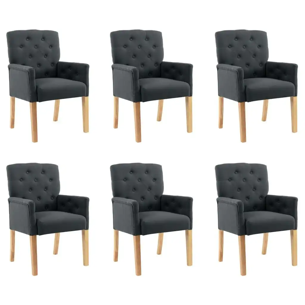 Dining Chairs with Armrests 6 pcs Grey Fabric 3058298