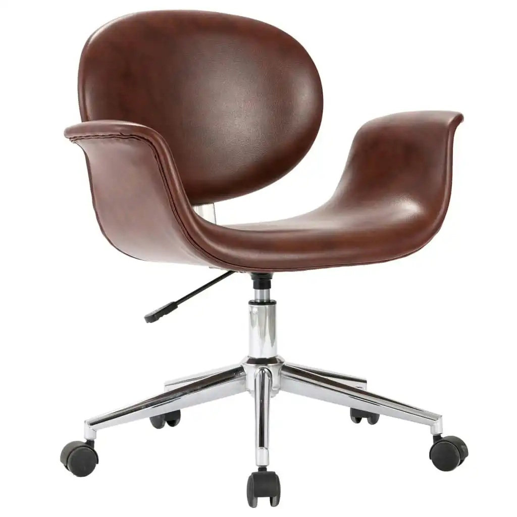 Swivel Dining Chair Brown Faux Leather 287393