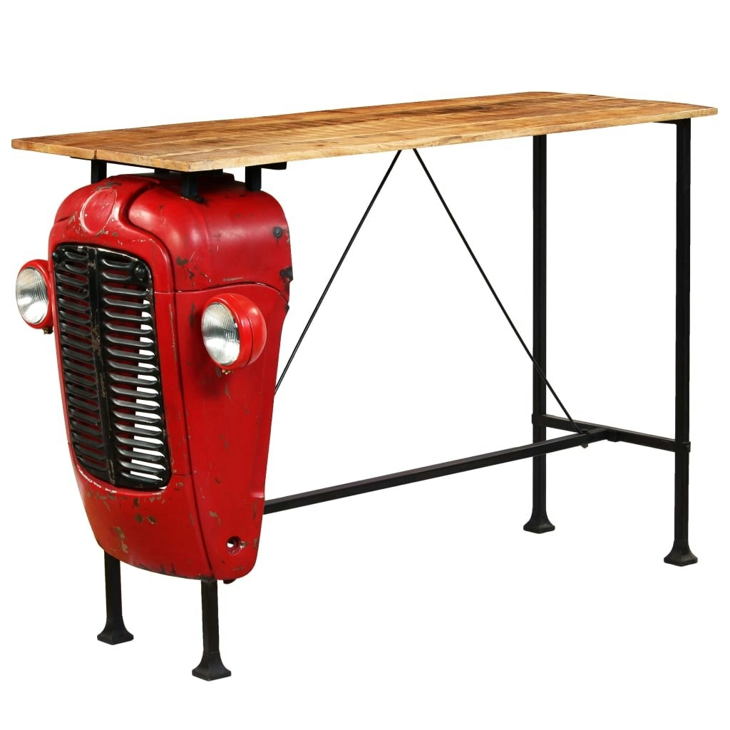 Tractor Bar Table Solid Mango Wood Red 60x150x107 cm 246237