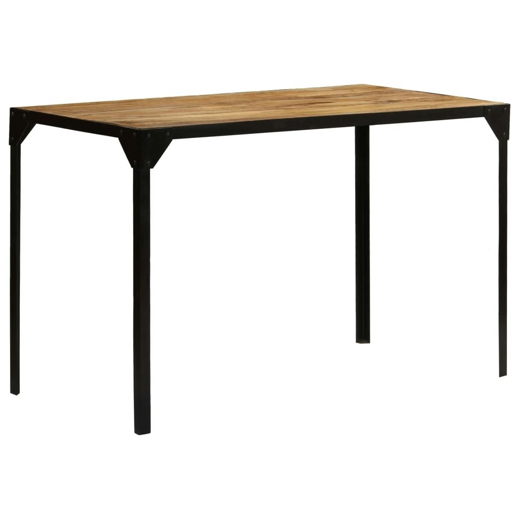 Dining Table Solid Rough Mange Wood and Steel 120 cm 246630