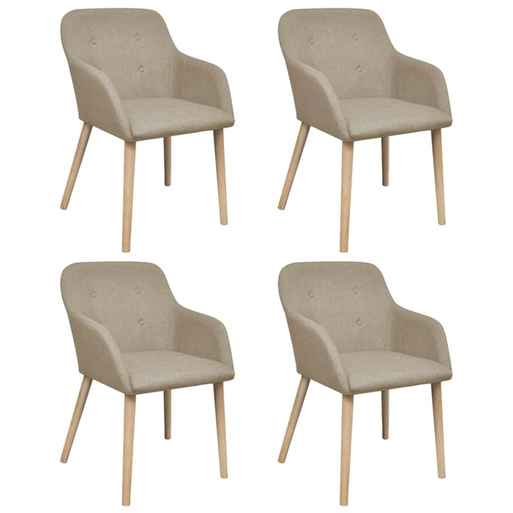 Dining Chairs 4 pcs with Oak Frame Beige Fabric and Solid Oak Wood 270570