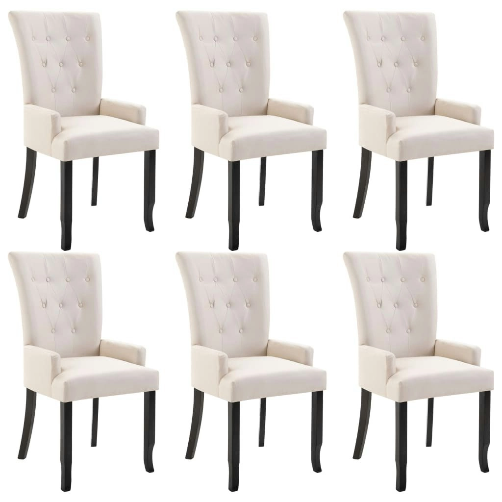 Dining Chairs with Armrests 6 pcs Beige Fabric 276904