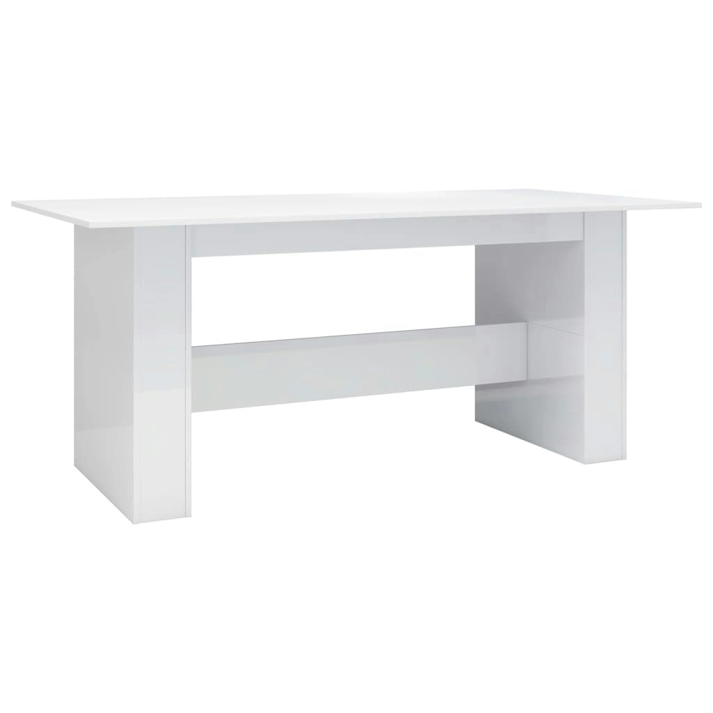 Dining Table High Gloss White 180x90x76 cm Engineered Wood 800474