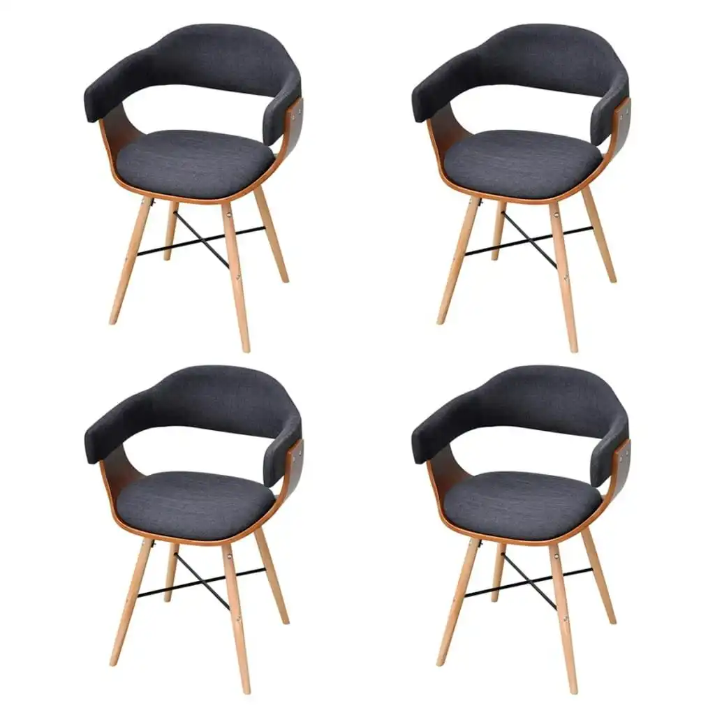 Dining Chairs 4 pcs Dark Grey Bent Wood and Fabric 271946