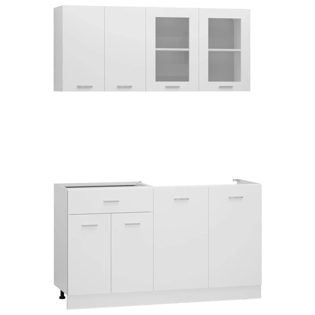 4 Piece Kitchen Cabinet Set White Engineered Wood 3067655