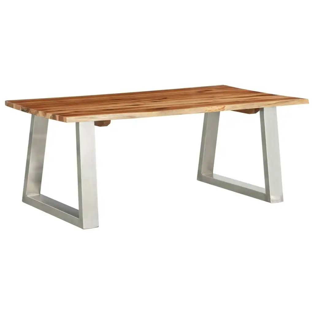 Coffee Table 100x60x40 cm Solid Acacia Wood and Stainless Steel 283896