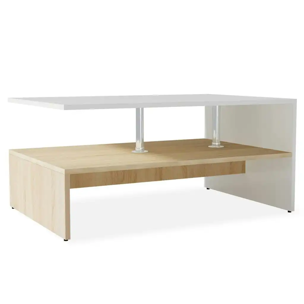 Coffee Table Engineered Wood 90x59x42 cm Oak and White 244856