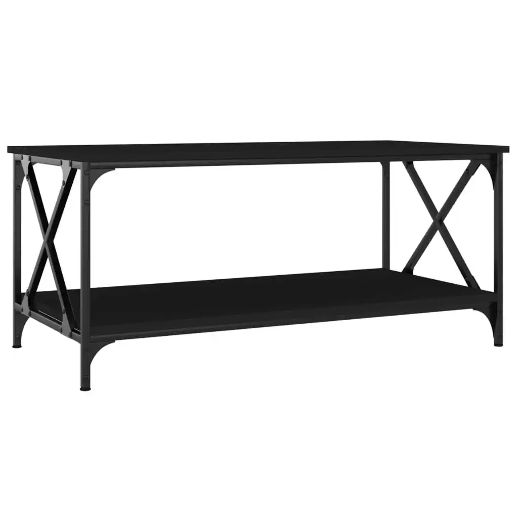 Coffee Table Black 100x50x45 cm Engineered Wood and Iron 823307