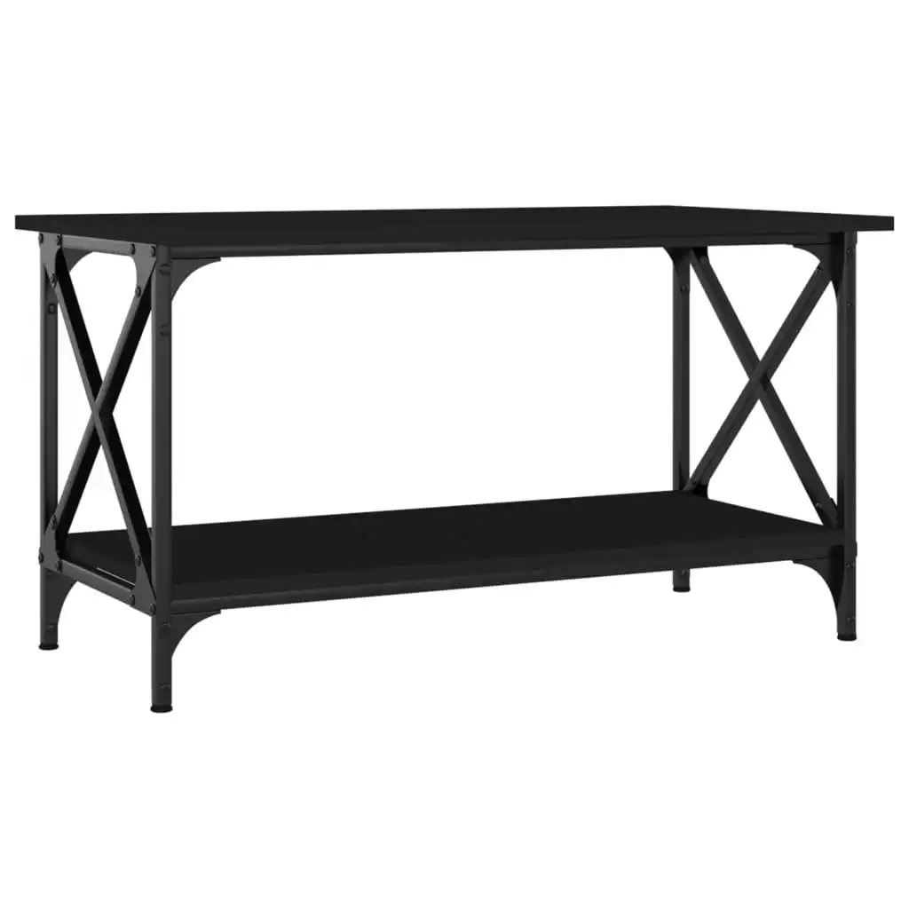 Coffee Table Black 80x45x45 cm Engineered Wood and Iron 823322