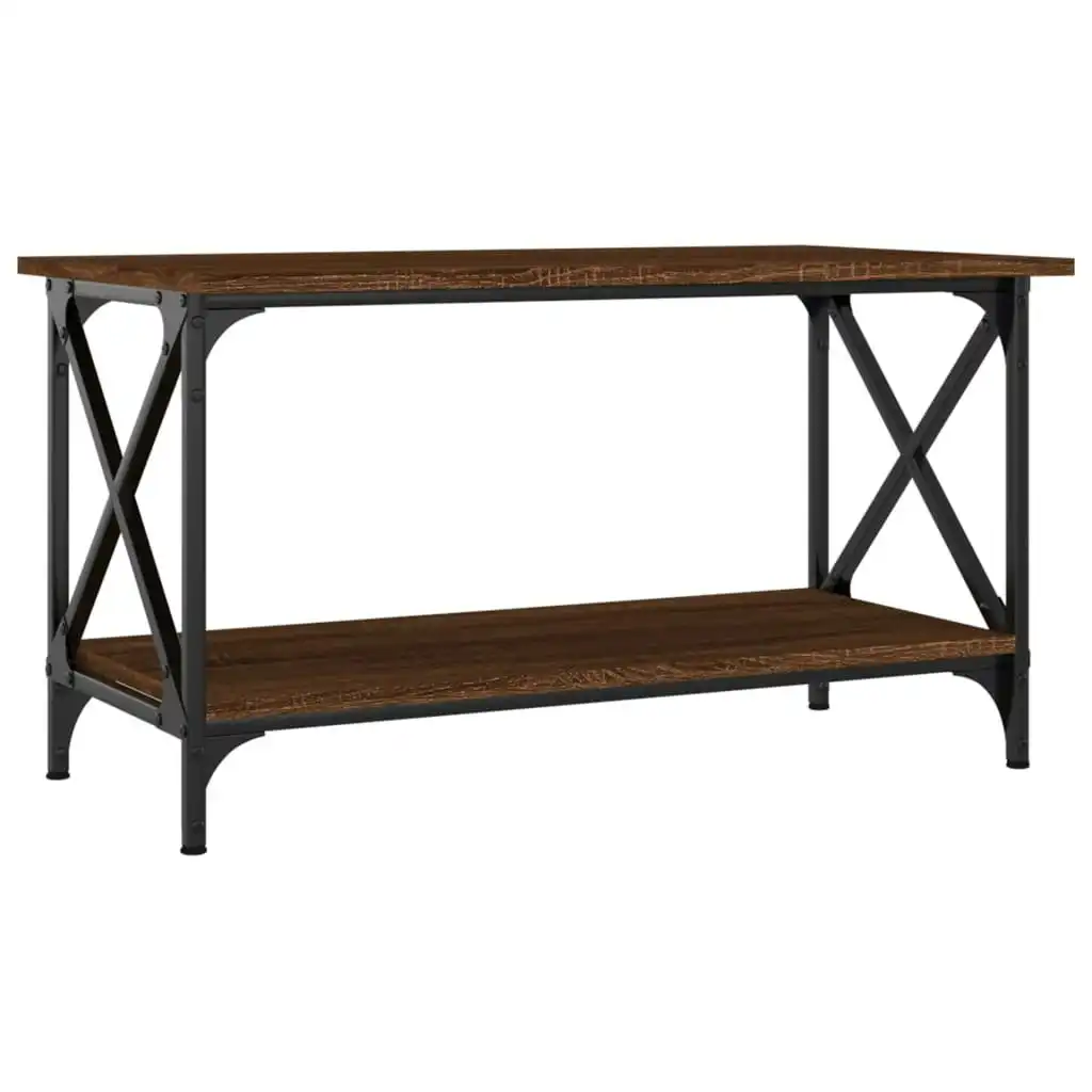 Coffee Table Brown Oak 80x45x45 cm Engineered Wood and Iron 823326