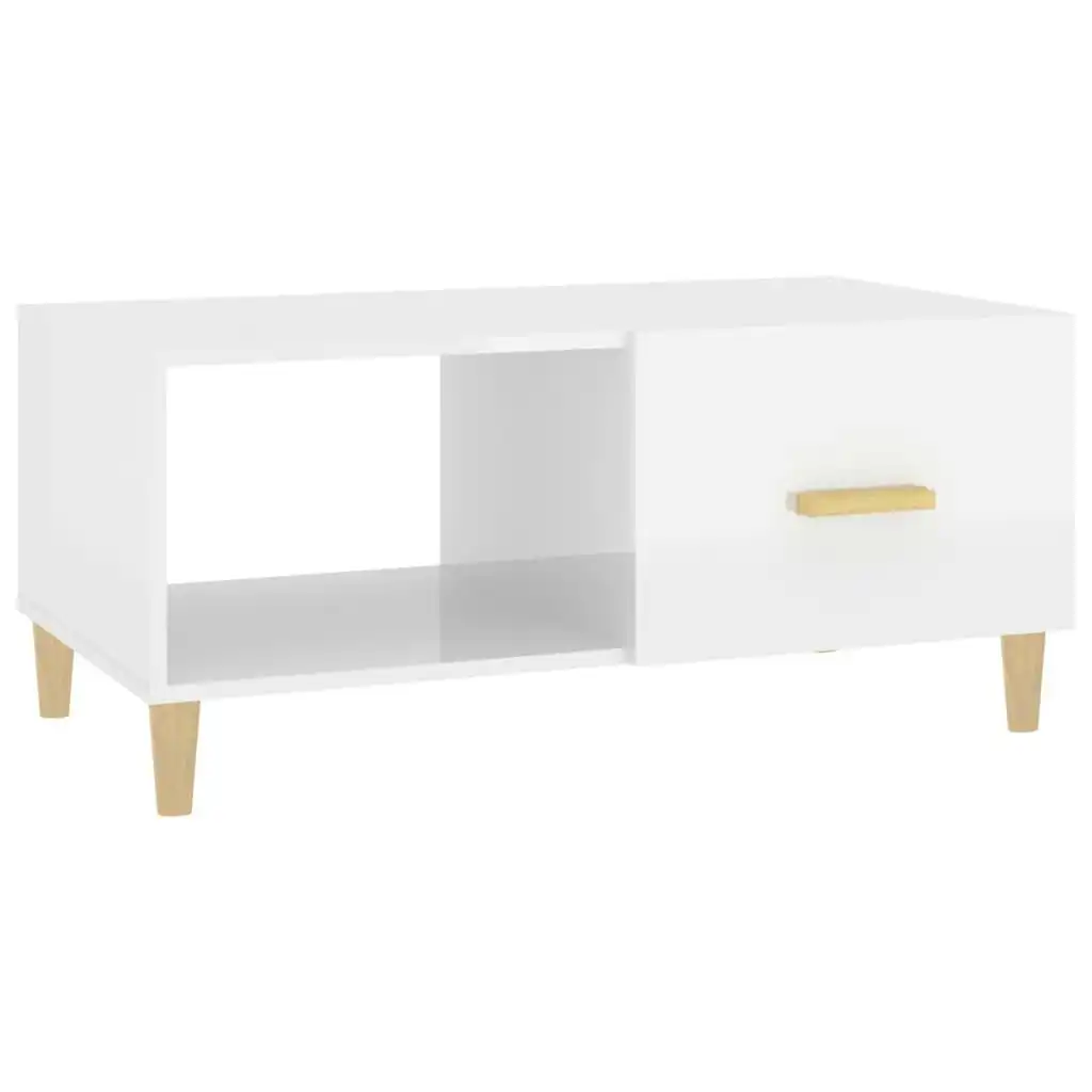 Coffee Table High Gloss White 89.5x50x40 cm Engineered Wood 812660