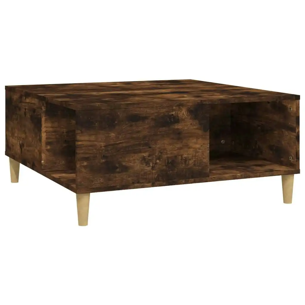 Coffee Table Smoked Oak 80x80x36.5 cm Engineered Wood 821097