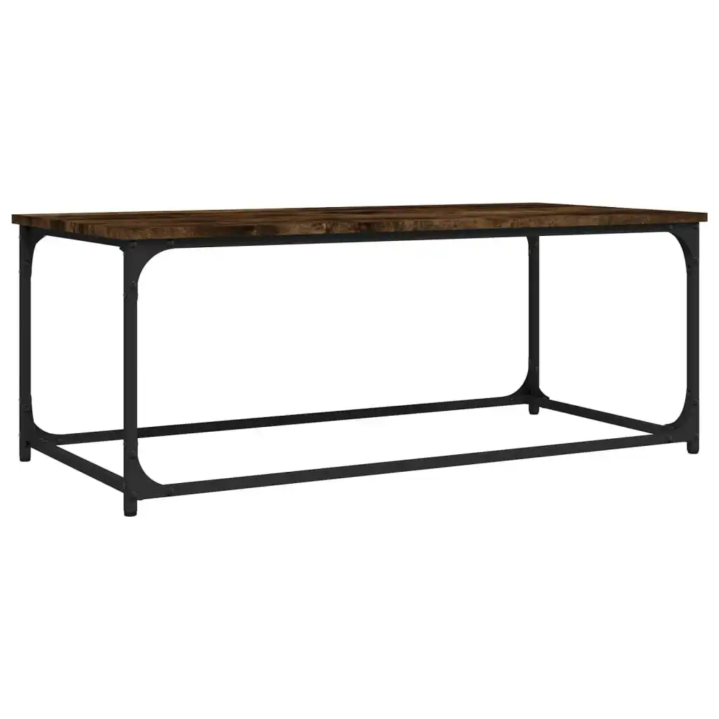 Coffee Table Smoked Oak 102x50x40 cm Engineered Wood and Iron 823299