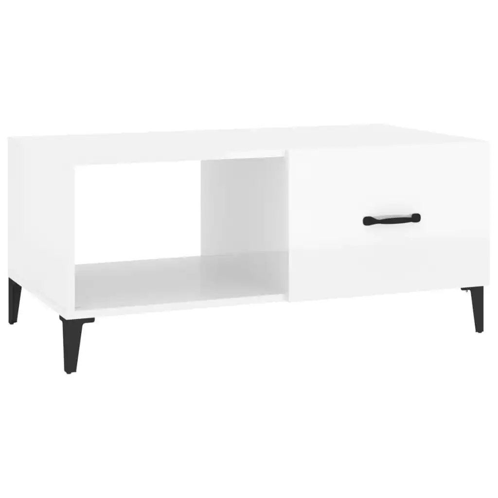 Coffee Table High Gloss White 90x50x40 cm Engineered Wood 812669